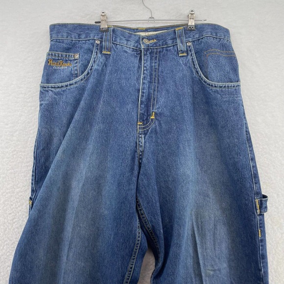 VTG Hard Knocks Mens Carpenter Jeans Size 36 Blue Straight Leg 90s street - Picture 2 of 12
